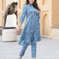 Blue Floral Print Kurta Set