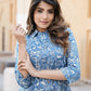 Blue Floral Print Kurta Set