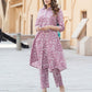 Mauve Floral Print A-line Kurta Set