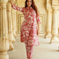 Pink Abstract A-Line Trousers Kurta set