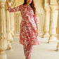 Pink Abstract A-Line Trousers Kurta set