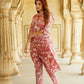 Pink Abstract A-Line Trousers Kurta set