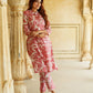 Pink Abstract A-Line Trousers Kurta set