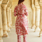 Pink Abstract A-Line Trousers Kurta set