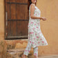 peach and White Floral Straight Trousers Kurta set