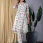 Orni Fashion peach and White Printed A-Line Trousers Kurta set