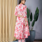 Orni Fashion Pink And White Printed Anarkali Trousers Kurta set