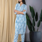 Orni Fashion Sky Blue Printed Straight Trousers Kurta set