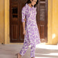 Orni Fashion Purple And White Printed Straight Kurta Set