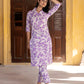 Orni Fashion Purple And White Printed Straight Kurta Set