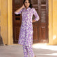 Orni Fashion Purple And White Printed Straight Kurta Set