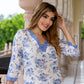 Orni Fashion White And Blue Floral print Straight Kurta Set