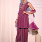 Orni Fashion Purple Bandhani Print Empire Thread Work Kurta with Palazzos & With Dupatta