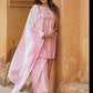 Baby Pink viscose rayon A-Line Kurta Bottom And Dupatta Set