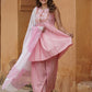 Baby Pink viscose rayon A-Line Kurta Bottom And Dupatta Set