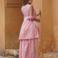 Baby Pink viscose rayon A-Line Kurta Bottom And Dupatta Set