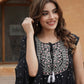 Black viscose rayon A-Line Kurta with Sharara with dupatta