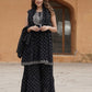 Black viscose rayon A-Line Kurta with Sharara with dupatta