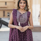 Purple Rayon A-Line Kurta with Sharara with dupatta