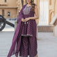 Purple Rayon A-Line Kurta with Sharara with dupatta