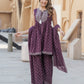 Purple Rayon A-Line Kurta with Sharara with dupatta