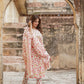 Pink And White cotton Straight Kurta Bottom And Dpatta