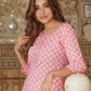 Pink Viscose Rayon Straight Kurta Bottom And Dpatta