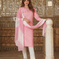 Pink Viscose Rayon Straight Kurta Bottom And Dpatta