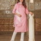 Pink Viscose Rayon Straight Kurta Bottom And Dpatta