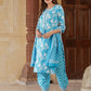 Light Bule cotton Straight Kurta Bottom And Dpatta