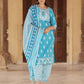 Blue cotton Straight Kurta Bottom And Dpatta