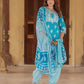 Blue cotton Straight Kurta Bottom And Dpatta