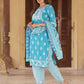 Blue cotton Straight Kurta Bottom And Dpatta