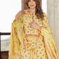 Yellow cotton Anarkali Kurta Bottom And Dpatta