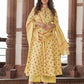 Yellow cotton Anarkali Kurta Bottom And Dpatta