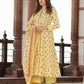 Yellow cotton Anarkali Kurta Bottom And Dpatta