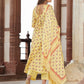 Yellow cotton Anarkali Kurta Bottom And Dpatta