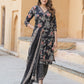 Black Floral Printed Thread Work Pure Cotton Kurta with Harem Pant & With Dupatta