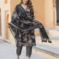 Black Floral Printed Thread Work Pure Cotton Kurta with Harem Pant & With Dupatta