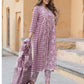 Mauve Ethnic motifs Anarkali Kurta Trousers Dupatta Set