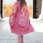 Pink Ethnic motifs Anarkali Kurta Trousers Dupatta Set