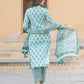 Teal Green Embroidered Straight Kurta Trousers Dupatta Set