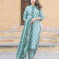 Teal Green Embroidered Straight Kurta Trousers Dupatta Set