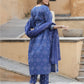 Blue Embroidered Anarkali Kurta Trousers Dupatta Set