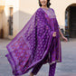 Orni Fashion Magenta Embroidered A-Line Naira cut Kurta Bottom And Dupatta Set