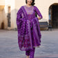 Orni Fashion Magenta Embroidered A-Line Naira cut Kurta Bottom And Dupatta Set
