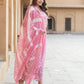 Beby Pink Floral Print Straight Kurta Trousers Dupatta Set