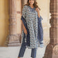 Blue Embroidered Straight Kurta Trousers Dupatta Set