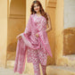 Pink Floral Straight Trousers Kurta Bottom And Dupatta Set