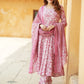 Orni Pink Floral Anarkali Trousers Kurta Bottom And Dupatta Set